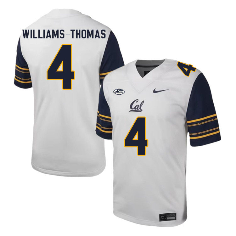 California Golden Bears #4 Justin Williams-Thomas ACC Conference College Football Jerseys Stitched Sale-White